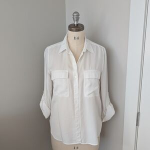 Babaton Oversized White Button Up Blouse